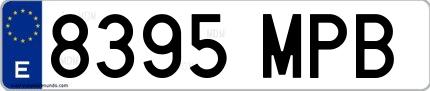 Ejemplo de matrícula española 8395 MPB