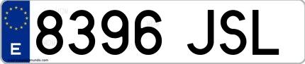 Ejemplo de matrícula española 8396 JSL