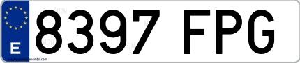 Ejemplo de matrícula española 8397 FPG