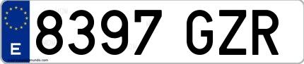 Ejemplo de matrícula española 8397 GZR