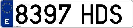 Ejemplo de matrícula española 8397 HDS