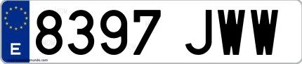 Ejemplo de matrícula española 8397 JWW