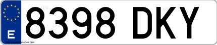 Ejemplo de matrícula española 8398 DKY