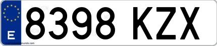 Ejemplo de matrícula española 8398 KZX