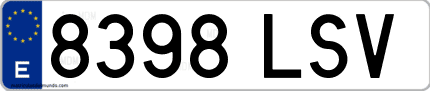 Ejemplo de matrícula de coche ordinaria 8398 LSV