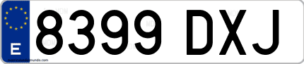 Ejemplo de matrícula de coche ordinaria 8399 DXJ