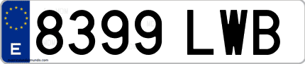 Ejemplo de matrícula de coche ordinaria 8399 LWB