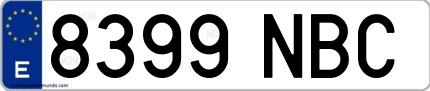 Ejemplo de matrícula española 8399 NBC