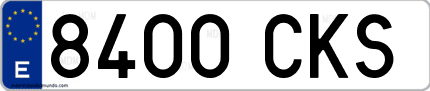 Ejemplo de matrícula de coche ordinaria 8400 CKS