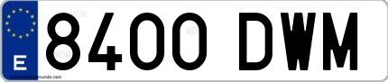 Ejemplo de matrícula española 8400 DWM
