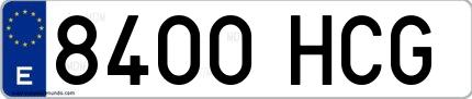 Ejemplo de matrícula española 8400 HCG