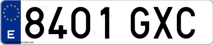 Ejemplo de matrícula de coche ordinaria 8401 GXC