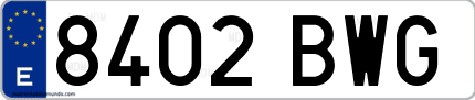 Ejemplo de matrícula de coche ordinaria 8402 BWG
