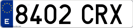 Ejemplo de matrícula de coche ordinaria 8402 CRX