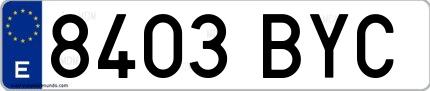Ejemplo de matrícula española 8403 BYC