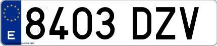 Ejemplo de matrícula española 8403 DZV