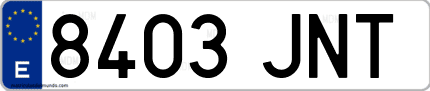 Ejemplo de matrícula de coche ordinaria 8403 JNT