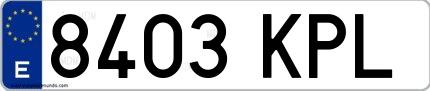 Ejemplo de matrícula española 8403 KPL