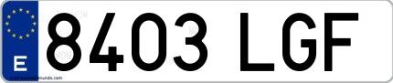 Ejemplo de matrícula española 8403 LGF