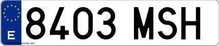 Ejemplo de matrícula española 8403 MSH