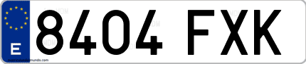 Ejemplo de matrícula de coche ordinaria 8404 FXK