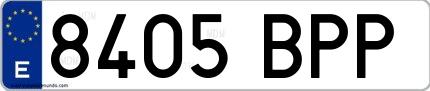 Ejemplo de matrícula española 8405 BPP
