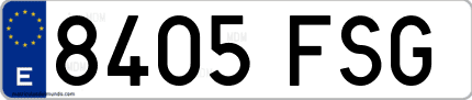 Ejemplo de matrícula de coche ordinaria 8405 FSG
