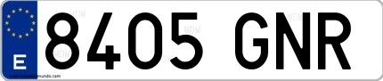 Ejemplo de matrícula española 8405 GNR