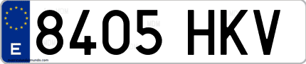 Ejemplo de matrícula de coche ordinaria 8405 HKV