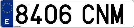 Ejemplo de matrícula española 8406 CNM