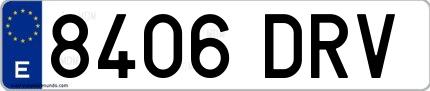 Ejemplo de matrícula española 8406 DRV