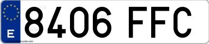 Ejemplo de matrícula española 8406 FFC