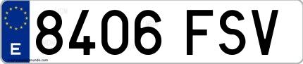 Ejemplo de matrícula española 8406 FSV