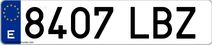 Ejemplo de matrícula de coche ordinaria 8407 LBZ