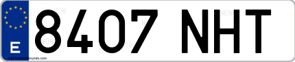Ejemplo de matrícula de coche ordinaria 8407 NHT