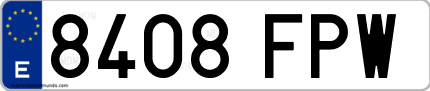Ejemplo de matrícula de coche ordinaria 8408 FPW