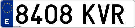 Ejemplo de matrícula de coche ordinaria 8408 KVR