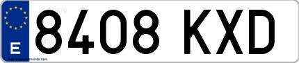 Ejemplo de matrícula de coche ordinaria 8408 KXD