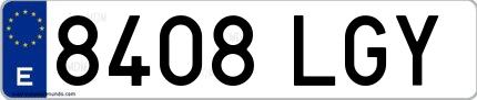 Ejemplo de matrícula española 8408 LGY