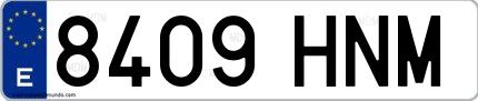 Ejemplo de matrícula española 8409 HNM