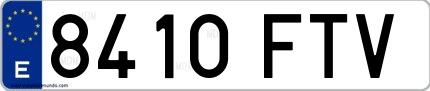 Ejemplo de matrícula española 8410 FTV
