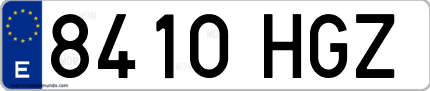 Ejemplo de matrícula de coche ordinaria 8410 HGZ
