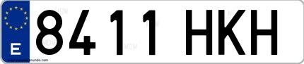 Ejemplo de matrícula española 8411 HKH