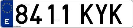 Ejemplo de matrícula española 8411 KYK