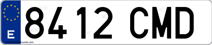 Ejemplo de matrícula de coche ordinaria 8412 CMD