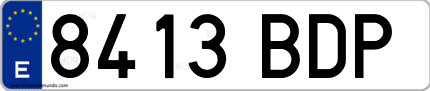 Ejemplo de matrícula de coche ordinaria 8413 BDP