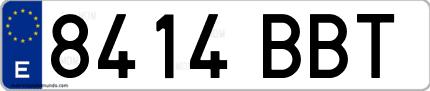 Ejemplo de matrícula de coche ordinaria 8414 BBT
