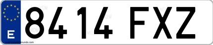 Ejemplo de matrícula de coche ordinaria 8414 FXZ