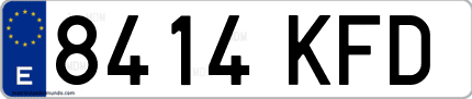 Ejemplo de matrícula de coche ordinaria 8414 KFD