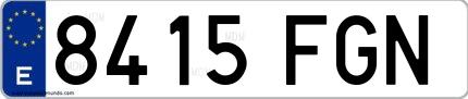 Ejemplo de matrícula de coche ordinaria 8415 FGN